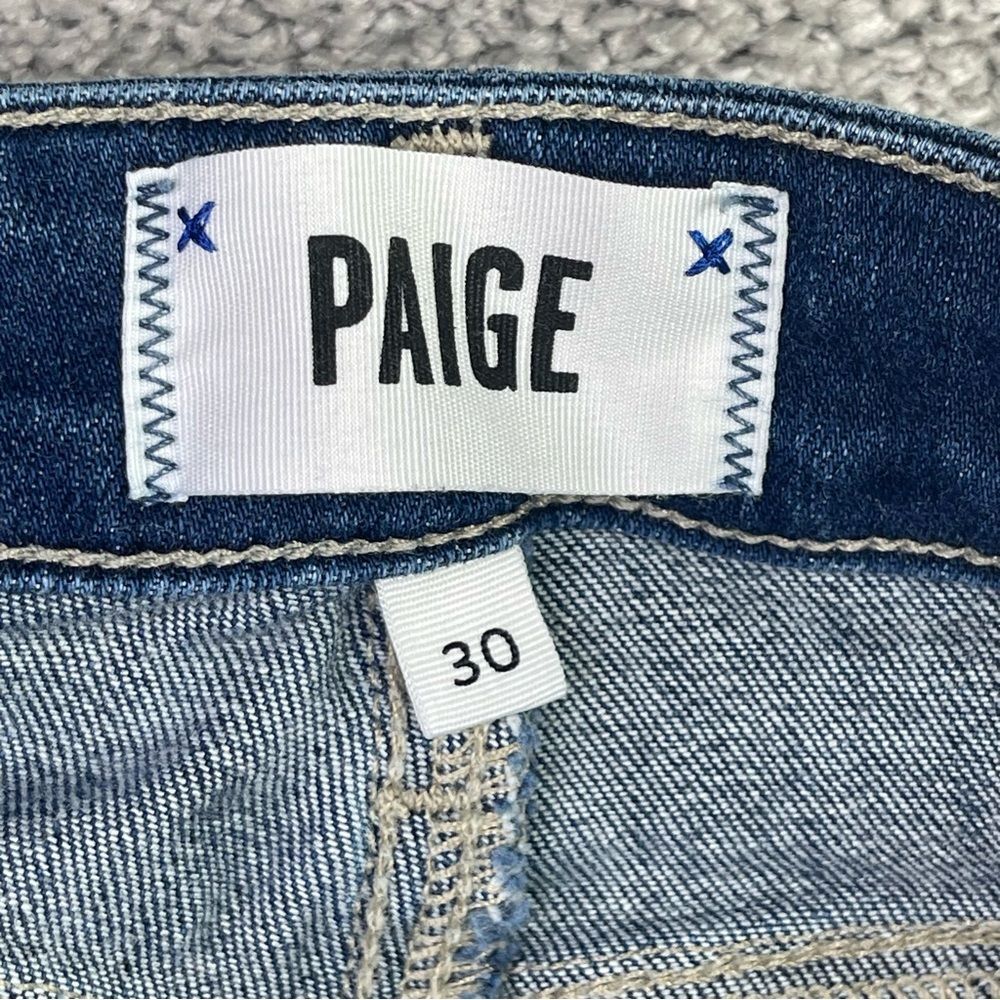 Paige Jeans Women's 30 Blue Skinny Mid-Rise Dark Denim Verdugo Ankle Distressed - Picture 6 of 15